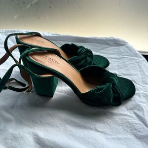 Green Velvet Strappy Heels